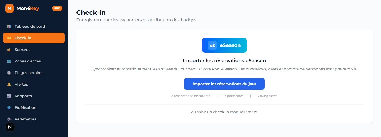 Check-in & réservations