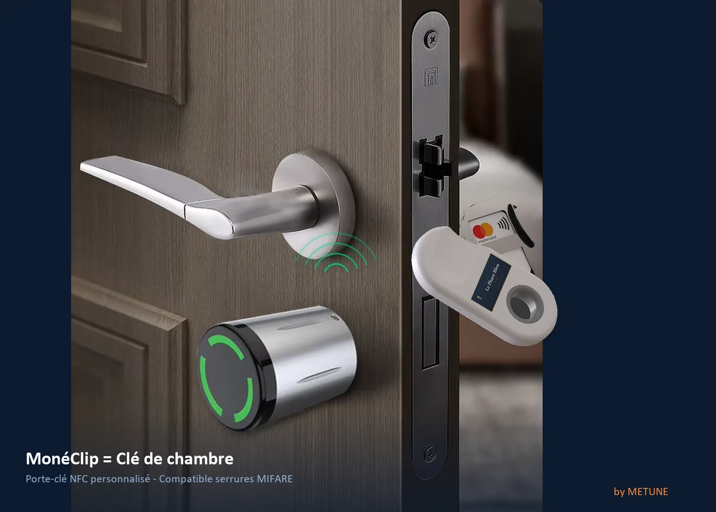 Serrure connectée ouverte avec le MonéClip